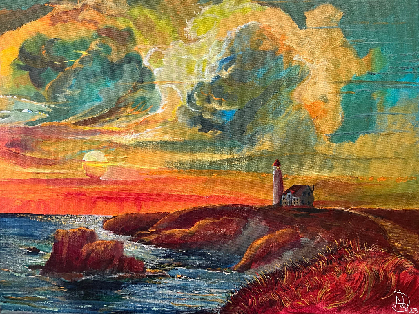 "Scarlet Breeze" Acrylic painting