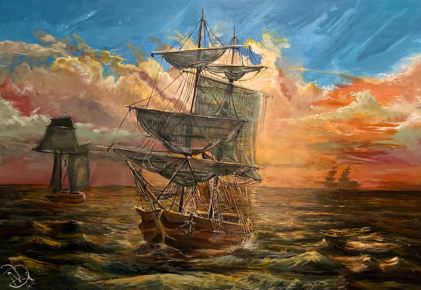 "Pearls at Sea" Acrylic painting