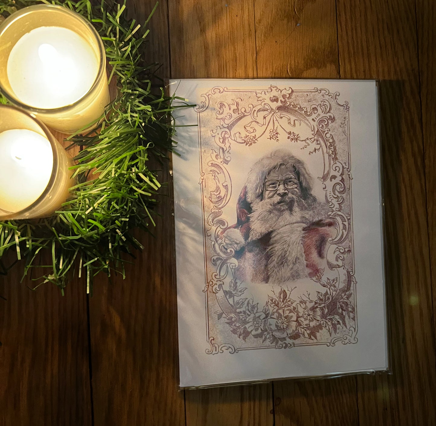 Winter Holiday Art Prints Greeting Cards of Kris Kringle