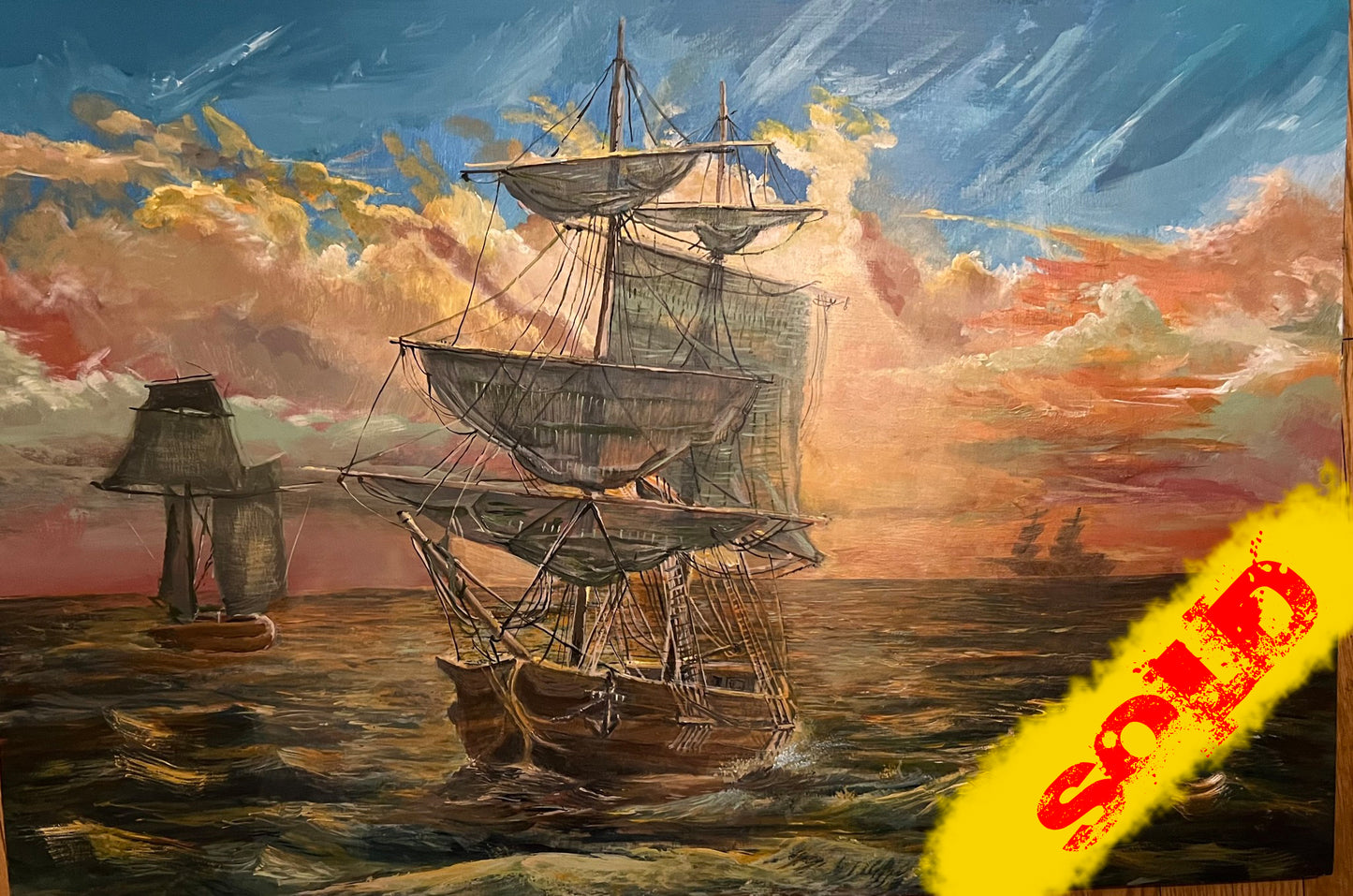 "Pearls at Sea" Acrylic painting