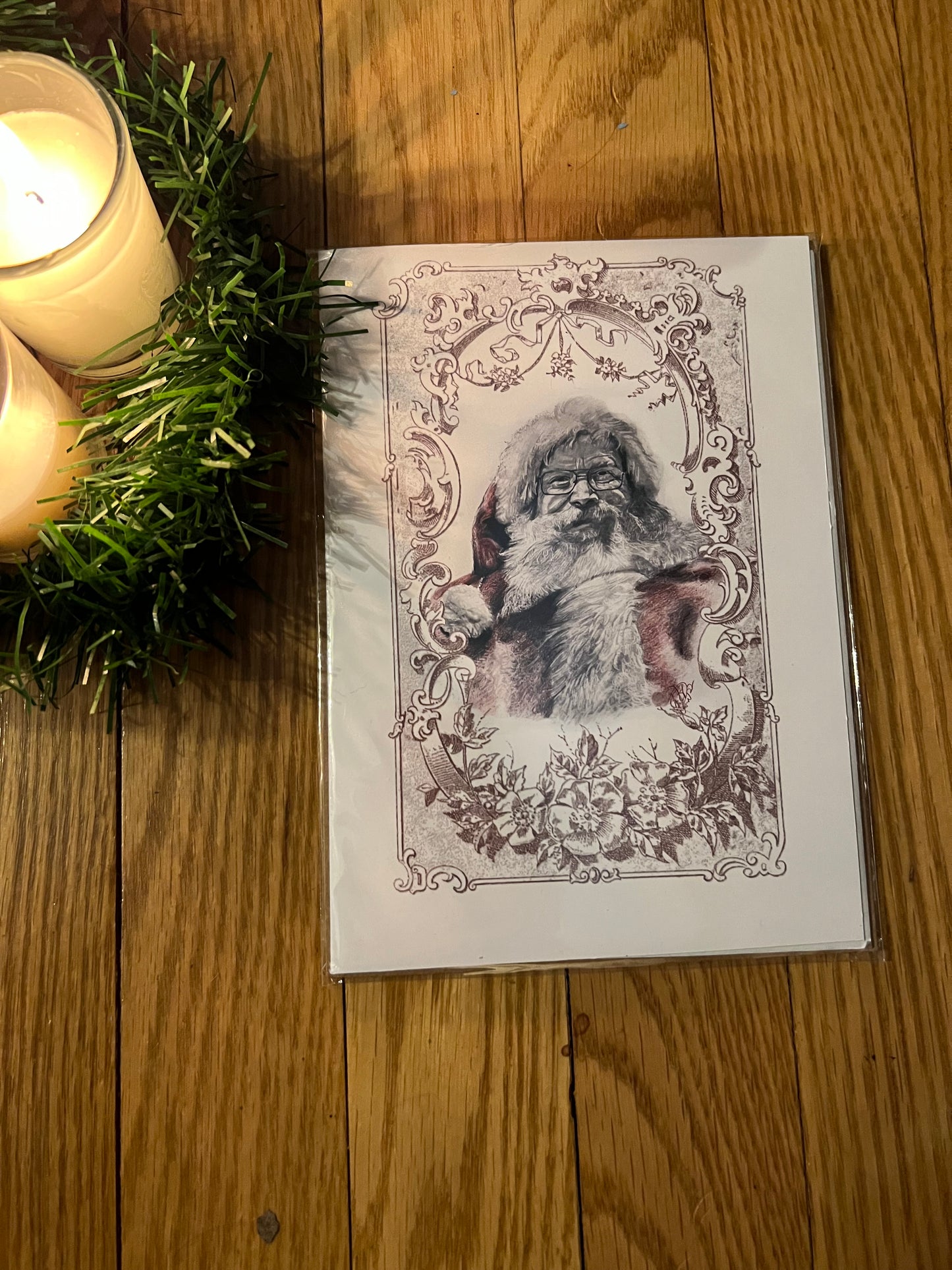 Winter Holiday Art Prints Greeting Cards of Kris Kringle